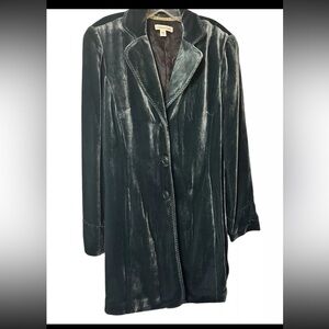 COLDWATER CREEK BLACK VELVET AND SILK BLEND TRENCH COAT